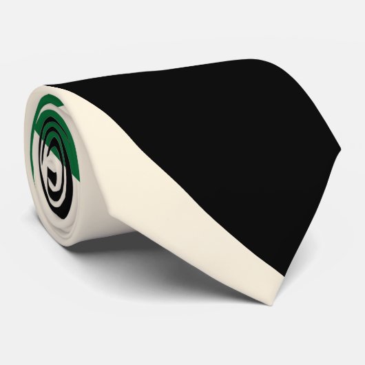 Cravate Vagues simples 2 en vert, crème et noir (Roulé)