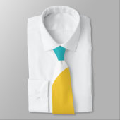 Cravate Vagues simples 3 - Turquoise et Jaune (Attaché)
