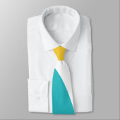 Cravate Vagues simples 4 - Turquoise et Jaune (Attaché)
