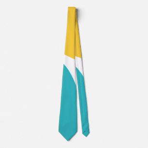 Cravate Vagues simples 4 - Turquoise et Jaune