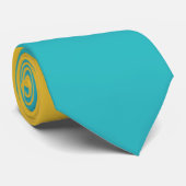 Cravate Vagues simples 4 - Turquoise et Jaune (Roulé)