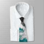 Cravate Vagues turquoises Artsy modernes de plage d'océan (Attaché)
