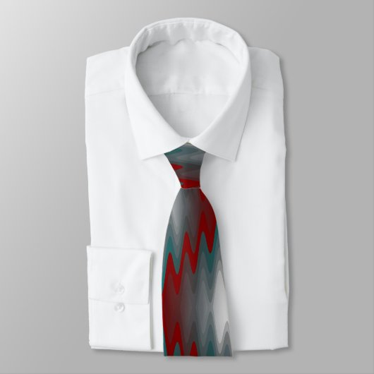 Cravate vagues turquoises de gris bordeaux (Attaché)