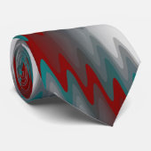 Cravate vagues turquoises de gris bordeaux (Roulé)
