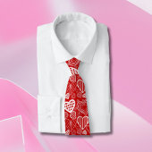 Cravate Valentine Coeurs Aimer Rouge Blanc