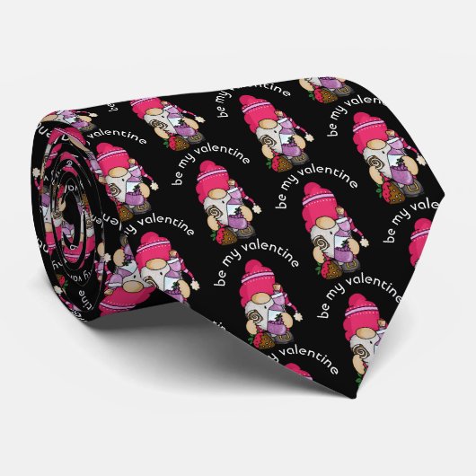 Cravate Valentine Gnome et vin (Roulé)