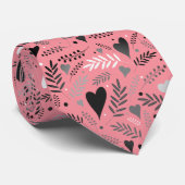 Cravate Valentine Hearts Black Pink Motif tendance (Roulé)