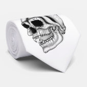 Cravate Vampir crâne noir et blanc (Roulé)