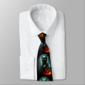 Cravate Vampire Chat et Assistant Citrouille Halloween Sur (Attaché)