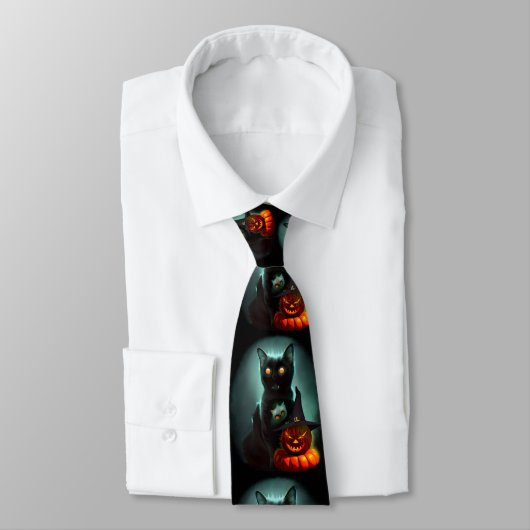 Cravate Vampire Chat et Assistant Citrouille Halloween Sur (Attaché)