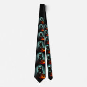 Cravate Vampire Chat et Assistant Citrouille Halloween Sur (Devant)