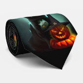 Cravate Vampire Chat et Assistant Citrouille Halloween Sur (Roulé)