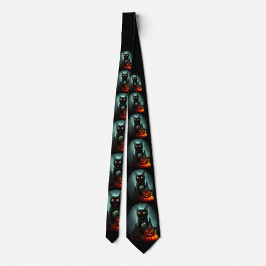Cravate Vampire Chat et Assistant Citrouille Halloween Sur (Dos)