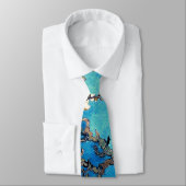 Cravate Van Gogh Almond Blossoms bleu turquoise (Attaché)