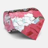 Cravate Van Gogh Almond Blossoms rose Bleu (Roulé)