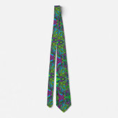 Cravate Vave Vert, Bleu et Magenta Art Abstrait (Dos)