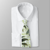 Cravate végétale géométrique blanche (Attaché)