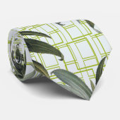 Cravate végétale géométrique blanche (Roulé)