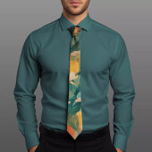 Cravate végétale verte et jaune