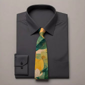 Cravate végétale verte et jaune