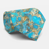Cravate veines d'or élégant pierre turquoise (Roulé)