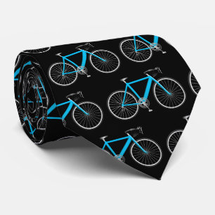 Cravate vélo bleu aqua sur noir
