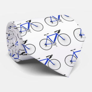 Cravate vélo bleu sur blanc