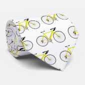 Cravate vélo jaune sur blanc (Roulé)