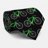 Cravate Vélo vert néon sur noir (Roulé)