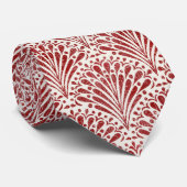 Cravate Ventilateur bohémien de pétoncles rouge sur crème (Roulé)