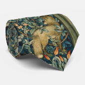 Cravate VERDURE, FOREST ANIMALS Fox, Pheasant, Vert Floral (Roulé)