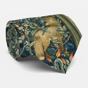 Cravate VERDURE, FOREST ANIMALS Fox, Pheasant, Vert Floral