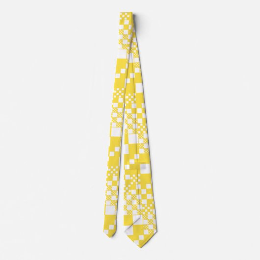 Cravate Vérifié, Chèques en citron jaune et blanc (Dos)