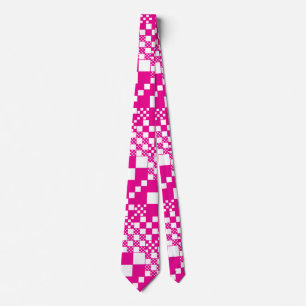 Cravate Vérifié, Chèques en Magenta et Blanc
