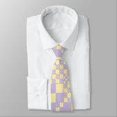 Cravate Vérifié, Chèques - Pastel Jaune et Violet (Attaché)