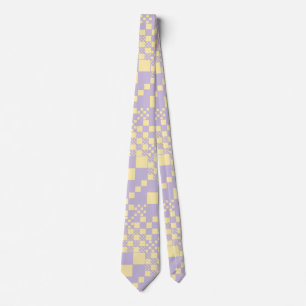 Cravate Vérifié, Chèques - Pastel Jaune et Violet