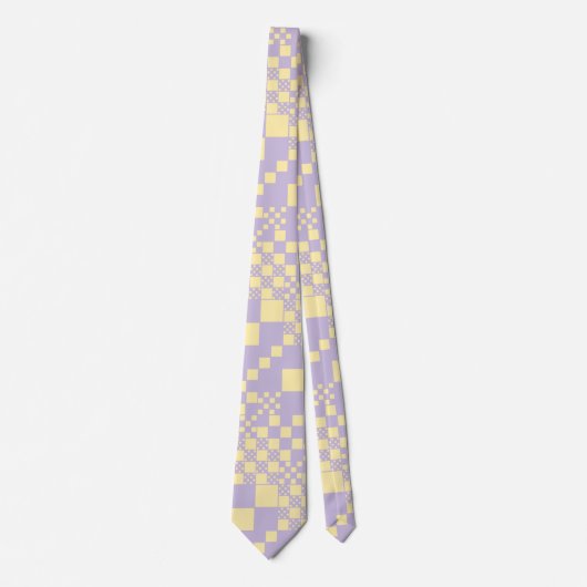 Cravate Vérifié, Chèques - Pastel Jaune et Violet (Devant)