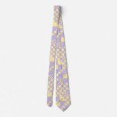 Cravate Vérifié, Chèques - Pastel Jaune et Violet (Dos)