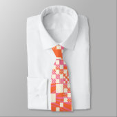 Cravate Vérifié, Chèques - rose, orange et crème (Attaché)