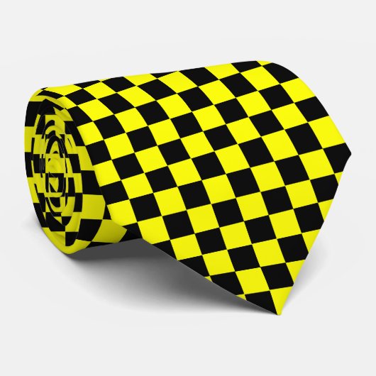 Cravate vérifiée noire et jaune (Roulé)