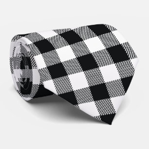 Cravate Vérifier le blanc et le noir plaid
