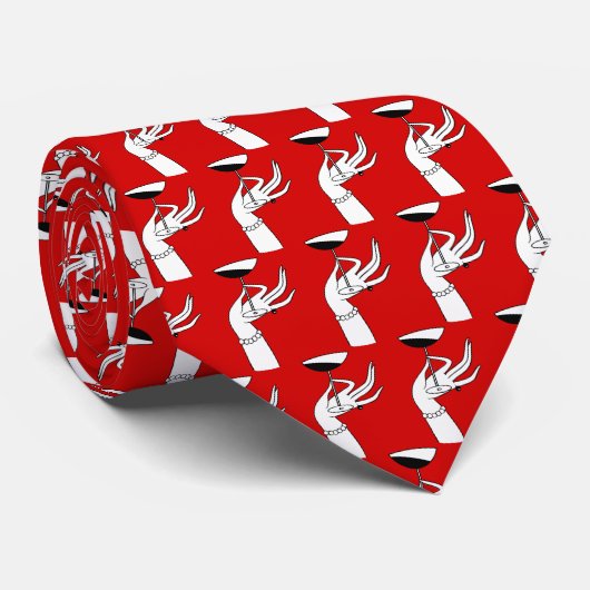 Cravate Verre de champagne de la main de la dame Art déco (Roulé)