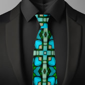 Cravate Verre Faux Teinté Bleu et Vert