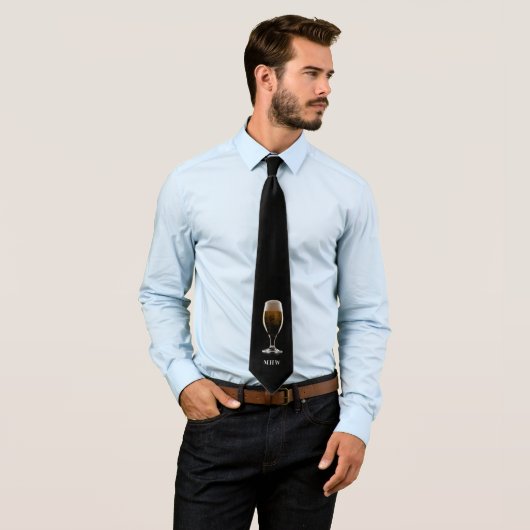 Cravate Verre Monogramme personnalisé de bière (En situation)