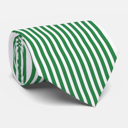 Cravate Vert Avec Bandes Blanches (Roulé)