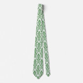 Cravate Vert Blanc Floral Damask (Devant)