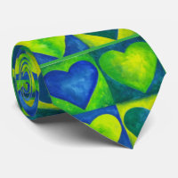 Vert bleu Abstrait Coeurs de coeur peint Imprimer