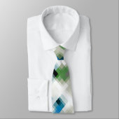 Cravate Vert bleu gris blanc Motif Abstrait (Attaché)