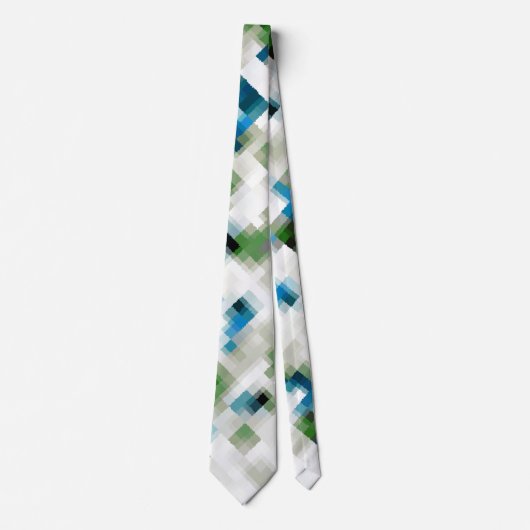 Cravate Vert bleu gris blanc Motif Abstrait (Devant)