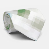 Cravate Vert bleu gris blanc Motif Abstrait (Roulé)